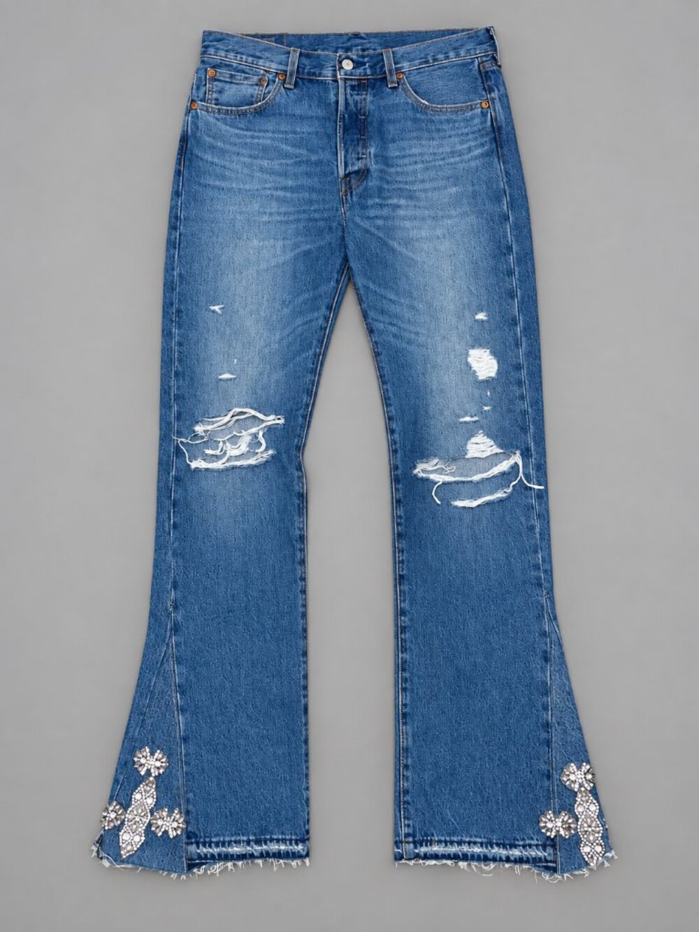 Levi's 501 distressed rare limited 150th anniversary blue jeans custom embellish - Picture 4 of 16